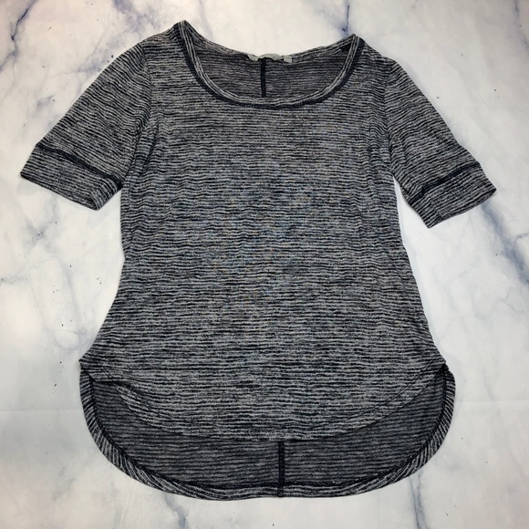 Athleta Grey Stripe Breezy Top Short Sleeve Tee - Picture 8 of 8